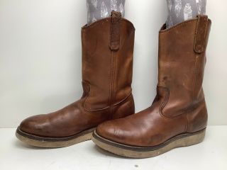 Vtg Mens Red Wing Steel Toe Work Brown Boots Size 9 C