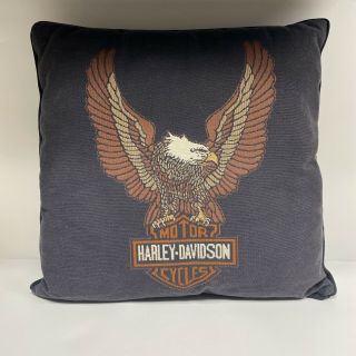 Vintage Harley Davidson Eagle Throw Pillow 17 " X17 " Black Euc