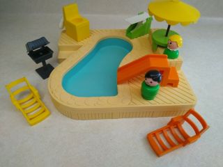 Vintage Fisher Price Little People Swimming Pool Set 2526 Complete 1986