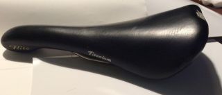 Vintage Selle Italia Flite Titanium Rails Black Leather Bike Saddle,  Seat