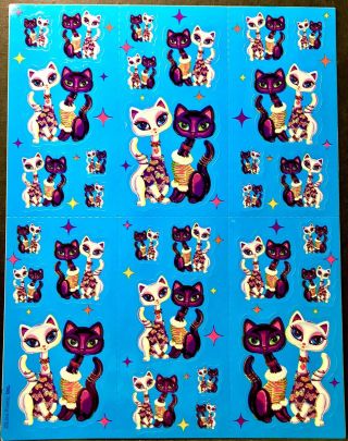 Vintage Lisa Frank Siamese Cats Roxie & Rollie Sticker Sheet S493 Rare