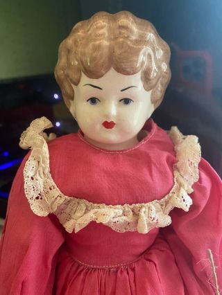 1950 ' s Antique China Head Doll Low Brow Head Mark Farmer Jenny June Doll 14 