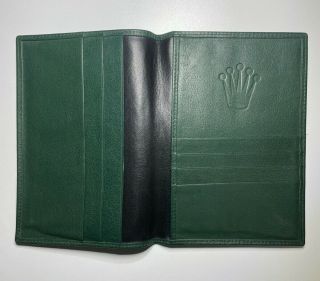 Vintage Rolex Geneva Passport Wallet Card Holder Green Leather 68.  08.  03 Rare