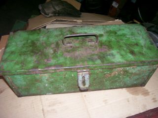 Vintage Oliver Tractor / Implement Tin Tool - Box & Lid Assy - Farm House Decor