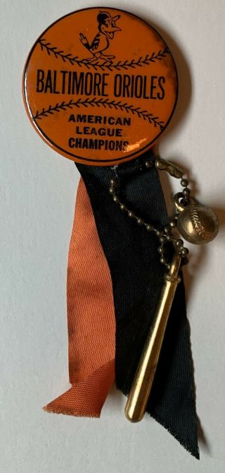1966 Baltimore Orioles Button Pin American League Champions Vintage