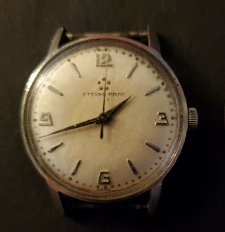 Vintage Eterna - Matic Automatic Mens Wristwatch Runs Short Period Of Time Parts