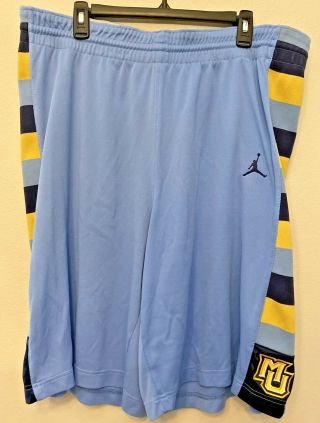 Vintage Air Jordan Marquette Basketball Shorts Blue Size 44 Ncaa Made In Usa