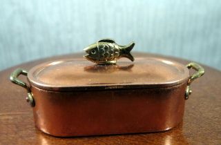 Vintage German Bodo Hennig Copper Fish Poacher Pot 1:12 Dollhouse Miniatures
