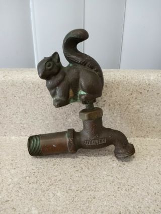 Vintage Brass/bronze Squirrel Water Spigot Knob Handle H.  W.  Axford