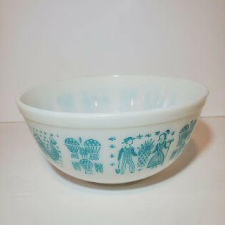 Vintage Pyrex Mixing Bowl Amish Butterprint 403 Nesting Turquoise Blue 2.  5 Qt