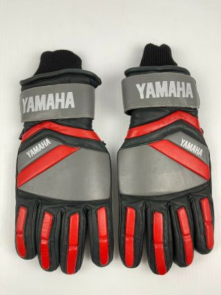 Vintage Yamaha Leather Snowmobile Gloves Size Xl Thinsulate Red Black Grey