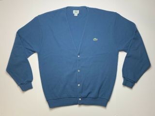 Vintage Izod Lacoste Men’s Cardigan Sweater Blue Size Xlarge Made In Usa