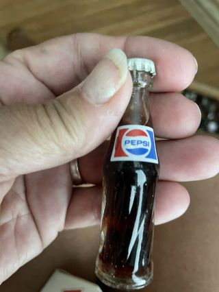 Vintage 90s Pepsi Cola Mini Miniature Glass Bottle Set of 6 Crate RARE 3
