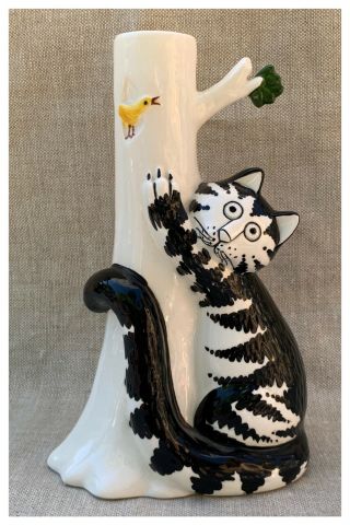 B Kliban Sigma Tastesetter Black White Cat Candle Holder Climbing Tree Vintage