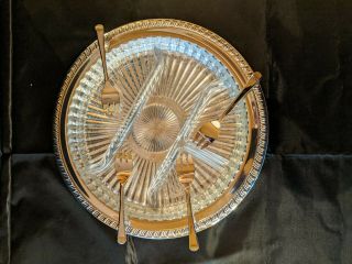 Leonard Silver Vintage round relish dish (silver plated) w/ divided glass insert 2
