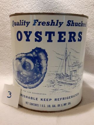 Vintage Oyster Tin Can 1 Gallon Brills Seafood Co Baltimore Md 3
