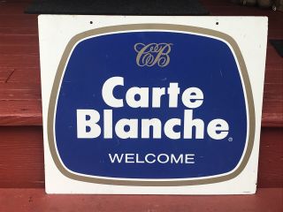 Vintage Carte Blanche Atm Metal Sign Double Sided Graphics Advertising