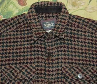 Vtg Woolrich Houndstooth Wool Blend Heavy Shirt Jacket Large L