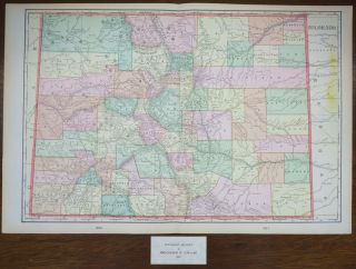 Vintage 1902 Colorado Map 22 " X14 " Old Antique Breckenridge Delta Meeker