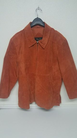 Vintage Terry Lewis Classic Luxuries Orange Leather Jacket Coat Size 1x Rn 77025