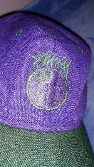 Vintage Stussy 8 Ball Snapback Hat Cap purple green RARE vtg skate 2