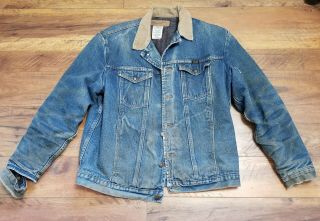 Vintage Wrangler Mens Distressed Blanket Lined Blue Jean Jacket Size 46/ L