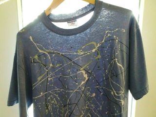 XL Vtg 90s Drip Painting Jackson Pollock Style Distressed Grunge 50/50 T - Shirt 2
