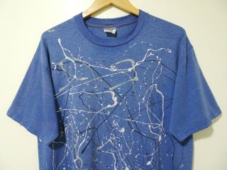 XL Vtg 90s Drip Painting Jackson Pollock Style Distressed Grunge 50/50 T - Shirt 3