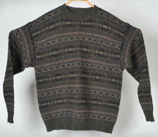 Vintage Eddie Bauer Wool Pullover Ski Sweater Mens L Made Usa Nordic Black Brown