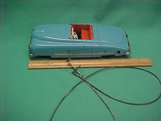 Vintage Jnf Telecar Wind Up Blue Remote Tin Convertible U.  S.  Zone Germany W/wire
