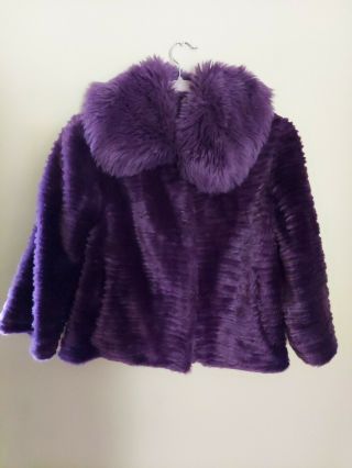 Terry Lewis Classic Luxuries Faux Fur Purple Short Coat Size Xs Vintage