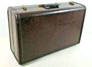 Vintage Samsonite Faux Alligator Skin Luggage Travel Suitcase 21 X 13 X 8