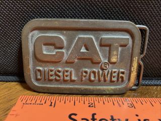 Vintage 1976 Cat Diesel Power Brass Belt Buckle