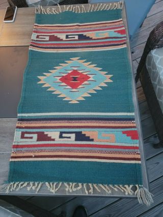 Vintage Native American Indian Navajo Wool Rug Blanket 22 " X 39 "