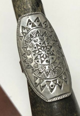 Large Vintage Sterling 925 Silver Ornate Aztec Design Ring Size 8