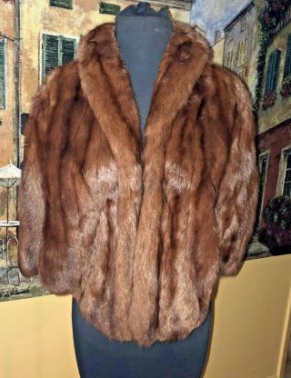Vintage Natural Brown Mink Fur Stole/wrap Jacket With Pockets Korona Ceffeli