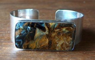 Vintage Dtr Jay King Mine Finds Sterling Silver & Pietersite Cuff Bracelet 33.  6g