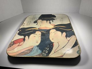 Vintage Ornate Hand - Painted Japanese Papier Mache Serving Tray - Alcohol Proof