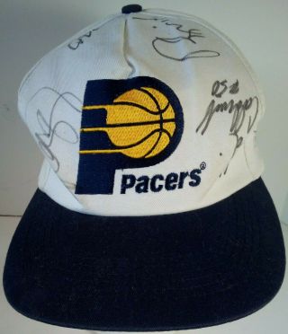 Vintage 1996 Signed Indiana Pacers Snapback Cap Nba Basketball Autographed As/is