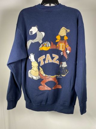 LOONEY TUNES Vintage ' 93 Genus Taz Bugs Daffy 2 Sided Sweatshirt Mens L 22/28.  5 