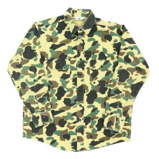 Vtg 70s 80s Black Duck Men Xl 49 " Camouflage L/s Button Shirt Chamois Heavy