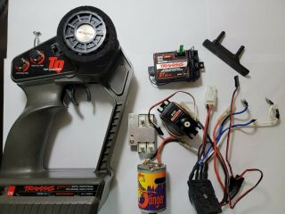Complete Vintage Traxxas Motor,  Speed Control,  And Rx/tx With Green Crystal.