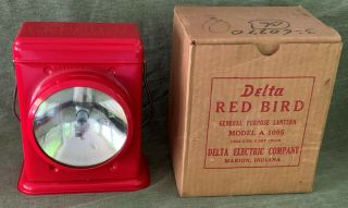 Vintage Antique Delta Red Bird Electric Lantern W/ Box Model A 1095