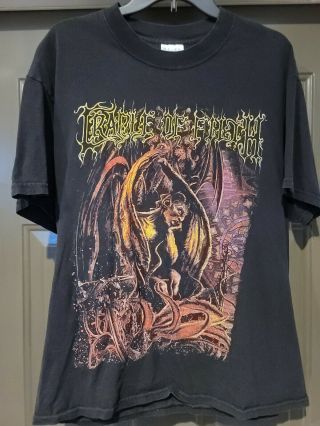 Vintage 2002 Cradle Of Filth Band T Shirt Mens L " Lovecraft & Witch Hearts "