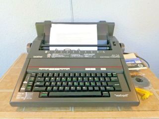 Brother Electronic Typewriter Word - Spell Ax - 24 Vintage Portable With Cover Black