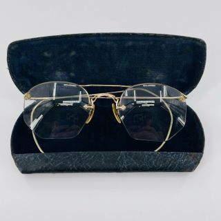 Vtg Oa American Optical Gold Filled Frame Eyeglasses Glasses 1/10 12k,  Case