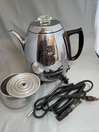 Vintage General Electric Ge Coffee Percolator 13p30 9 Cups Chrome Mcm