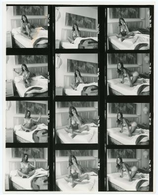 1960s Bunny Yeager Contact Sheet Photo 12 Frames Sexy Mary Huffman Boudoir Shoot