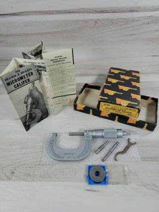 Vintage Brown And Sharpe No.  48 Micrometer Machinist W/ Box Made In Usa