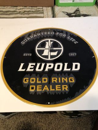 Metal Leupold Gold Ring Dealer Optics Sign Advertising 18 " Round
